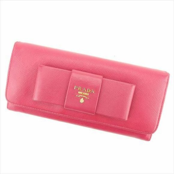 Prada Wallet Purse Long Wallet Pink leather Woman Authentic Used S952 - Picture 1 of 8